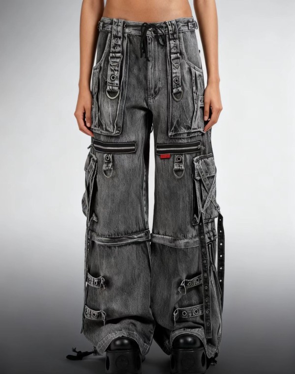 Fashion Multi-pockets Loose Wide Leg Jeans GQLF-3029