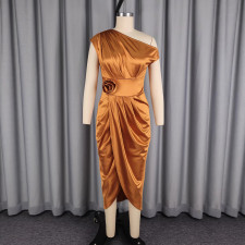 Sexy Satin Single Shoulder Split Long Dress GKEN-ADR051227