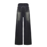 Vintage-print Loose-fit Wide-leg Jeans GQLF-1782