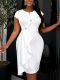 Plus Size V Neck Irregular Ruffles Midi Dress GKEN-ADR051067