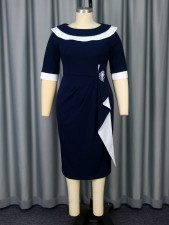 Plus Size Ruffles Half Sleeve Midi Dress GKEN-AM050142