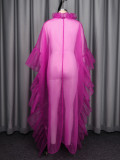 Plus Size Ruffled Lantern Sleeve Robe Pants Suit GKEN-AOW060162