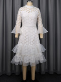 Lace See Through Tulle Midi Dress GKEN-ADR051167