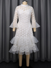 Lace See Through Tulle Midi Dress GKEN-ADR051167