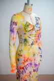 Long Sleeve Print Maxi Dress GANY-LB2469