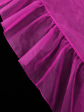 Plus Size Ruffled Lantern Sleeve Robe Pants Suit GKEN-AOW060162