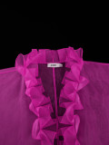 Plus Size Ruffled Lantern Sleeve Robe Pants Suit GKEN-AOW060162