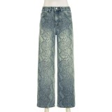 Snake Print Straight Jeans GQLF-1627