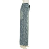 Snake Print Straight Jeans GQLF-1627