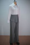 Long Sleeve Solid Shirt Wide Leg 2 Piece Set GANY-LB2467
