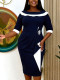 Plus Size Ruffles Half Sleeve Midi Dress GKEN-AM050142