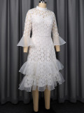 Lace See Through Tulle Midi Dress GKEN-ADR051167