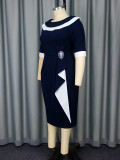 Plus Size Ruffles Half Sleeve Midi Dress GKEN-AM050142