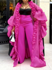 Plus Size Ruffled Lantern Sleeve Robe Pants Suit GKEN-AOW060162