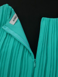 Plus Size Belt Press Pleated Cake Midi Dress GKEN-AM040936