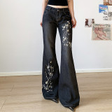 Retro Embroidery Flare Jeans GQLF-26899