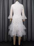Lace See Through Tulle Midi Dress GKEN-ADR051167