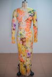 Long Sleeve Print Maxi Dress GANY-LB2469