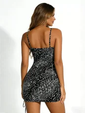 Leopard Print Drawstring Mini Dress HNIF-ZM021