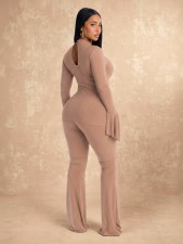 Deep V  Neck Long Sleeve Two Piece Pants Set GZIY-6365