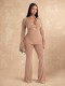 Deep V  Neck Long Sleeve Two Piece Pants Set GZIY-6365