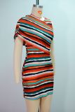 V Neck Stripe Print Sleeveless Mini Dress GANY-LB2606