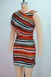 V Neck Stripe Print Sleeveless Mini Dress GANY-LB2606