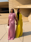 Solid Color Pleated Maxi Dress GANY-1515