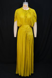 Solid Color Pleated Maxi Dress GANY-1515