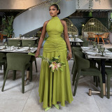 Solid Color Sleeveless Pleated Maxi Dress DGANY-LB2068