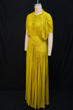Solid Color Pleated Maxi Dress GANY-1515