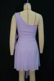 Solid Color Single Shoulder Ruffles Midi Dress GANY-LB1705