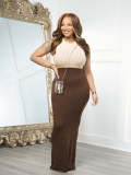 Color Block Sleeveless Knits Long Dress TR-1357