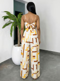 Sling Print Crop Top Two Piece Pants Set GYLY-10642