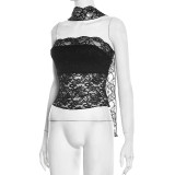 Solid Color Lace Scarf Strapless Top GSBW-Q25TP439