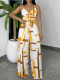 Sling Print Crop Top Two Piece Pants Set GYLY-10642