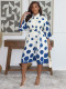 Lapel Print Half Sleeve Loose Romper GYLY-11123