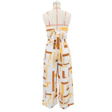 Sling Print Crop Top Two Piece Pants Set GYLY-10642