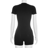 Solid Color Short Sleeve Rib Mini Dress GDSF-J26RP027