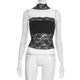 Solid Color Lace Scarf Strapless Top GSBW-Q25TP439