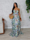 Leaf Print Off Shoulder Sling Maxi Dress SFY-833