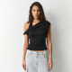 Solid Color Slash Shoulder Haterneck Tops GSBW-J26TP069