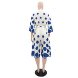 Lapel Print Half Sleeve Loose Romper GYLY-11123
