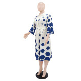 Lapel Print Half Sleeve Loose Romper GYLY-11123