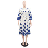 Lapel Print Half Sleeve Loose Romper GYLY-11123