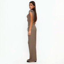 Stripe Print Cardigan Two Piece Pants Set GSBW-J26ST078