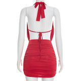 Halterneck Sleeveless Backless Mini Dress GDSF-D26DS035