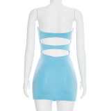 Hollow Out Backless Tube Top Mini Dress GSBW-Q26DS020