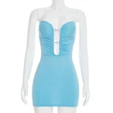 Hollow Out Backless Tube Top Mini Dress GSBW-Q26DS020