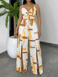 Sling Print Crop Top Two Piece Pants Set GYLY-10642